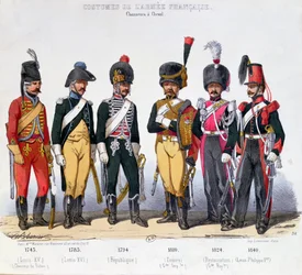 Francia lovas katonák jelmezei 1743-tól 1840-ig