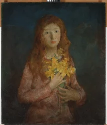 Arany nárciszok serege, 1927 előtt (olaj, vászon a kompozíciós táblára ragasztva)