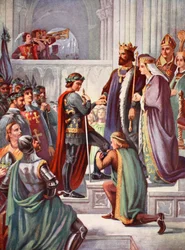 Edward, a Fekete Herceg beiktatása a Térdszalagrend lovagjává