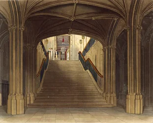 Lépcsőház, Windsori kastély, a „Royal Residences”-ből, W. J. Bennett metszet, pub. William Henry Pyne (1769-1843), 1818 (akvatinta)