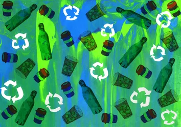 Recycling Bin Design, 2020 (szitanyomás ecsettollal és digitálisan)