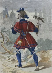 Solymász François Ier háztartásában a 16. században, illusztráció H. Gourdon de Genouillac 