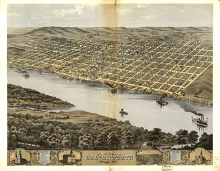 Madártávlatból Leavenworth városa, Kansas, 1869