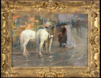 Párizs utcai jelenet, 1889 körül (olaj, karton)