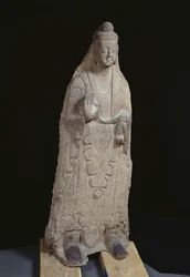 Sakyamuni Buddha szobra, Északi Wei-dinasztia, 386-534 körül (mészkő)