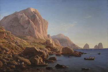 Sziklás part, Capri. Napkelte után