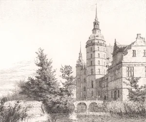 Frederiksborg kastély. Részlet a Pénzverde hídjánál