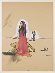 Jelenet karakterekkel, 1934 körül (guache és tinta papíron)