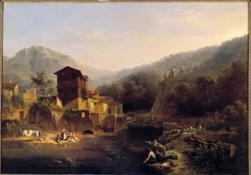 Hegyek tájképe Christian Brune (1793-1849) festménye, 1834 Orleans, Szépművészeti Múzeum