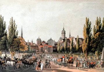 Lipcsei vásár, 1810-20 körül (metszet)