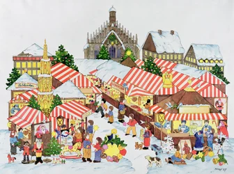 Christkindlmarket, Nürnberg, 1987 (wc papíron)