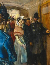 Albertine a rendőrorvosok várószobájában.