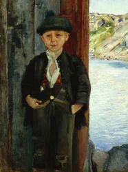 Fiú a házfal mellett, 1890 körül