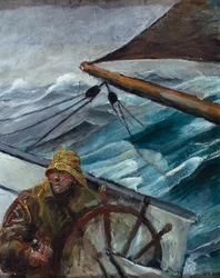 Mate at the helm (oil on canvas)