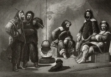 Élet a dandárban, J. McGoffin metszete a „Arctic Explorations in the Years 1853, 54, 55” I. kötetéből, doktor Elisha Kent Kane (1820-57), Philadelphia, 1856