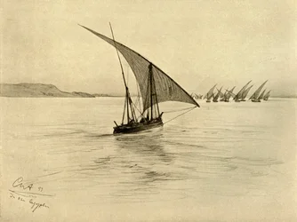 Feluccas a Níluson, Kairó, Egyiptom, 1898.