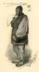 Pipázó férfi, Tsingtao, Kína, 1898.