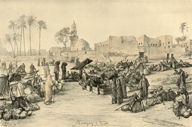 Piactér, Asyut, Egyiptom, 1898.