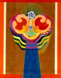 Arkangyal, 2010 körül (akril, aranyozott panel)