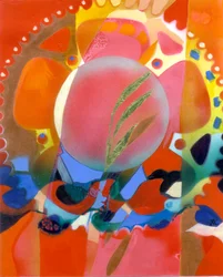 Remény, 2009 körül (akril, panelen, aranyozott levéllel)