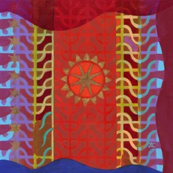 Meditáció 7 Lotus 2017 körül (akril, vászon)