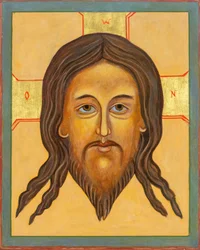 Mandylion ikon, 2010 (tojástempera, levélarany, fa)
