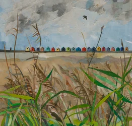 Beach Huts, 2023 (akvarell festett papírkollázs)