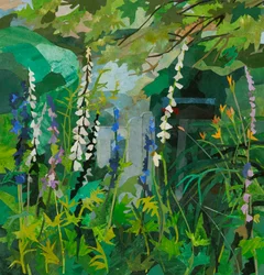 Cornerways Foxgloves, 2025 (akvarell festett papírkollázs)