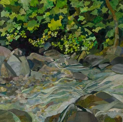 Honister Stream, 2023 (akvarell festett papírkollázs)