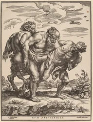 Silenus egy szatír és egy faun kíséretében