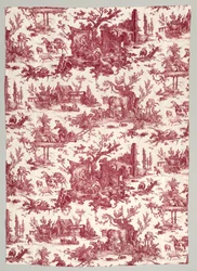 Rézlemezre nyomtatott pamutcsík, Les plaisirs de la ferme Design, 1785-1790.