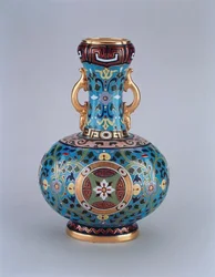 Cloisonne utánzattal díszített próbaváza, Minton & Co, 1870 körül (porcelán)