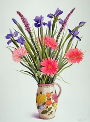 Íriszek és gerbera holland kancsóban (wc)