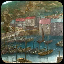 Halászhajók a kikötőben, Polperro, Cornwall, 19. század vége vagy 20. század eleje