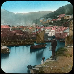 Polperro, Cornwall, 19. század vége vagy 20. század eleje.