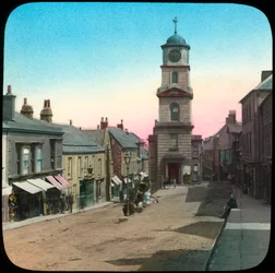 Town Hall and Market Street, Penryn, Cornwall, 19. század vége vagy 20. század eleje
