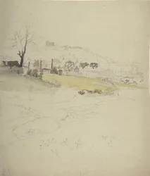 Kilátás egy kőtelepre a város szélén, 1840-49.