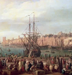 Reggeli kilátás Marseille belső kikötőjére és a Horloge du Parc pavilonjára, 1754 (156103 részlet)