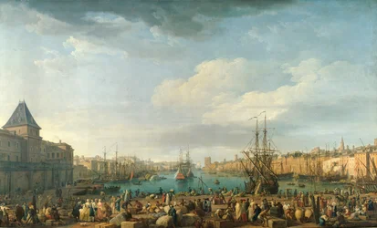 Marseille kikötője a 18. században, Joseph Vernet (1714-1789) festménye, 18. század, Párizs, Tengerészeti Múzeum