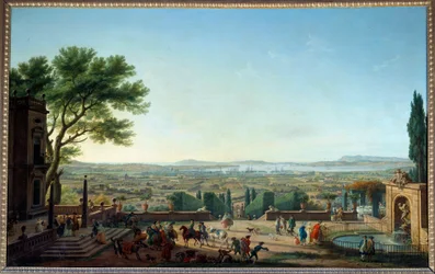 Kilátás a kikötőre és Toulon városára Joseph Vernet (1714-1789) festménye 18. század V. 1,65x2,63 m