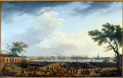Kilátás a touloni kikötőre és az Arzenálra Joseph Vernet (1714-1789) festménye 18. század. Párizs, Tengerészeti Múzeum