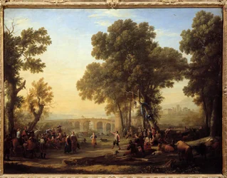 A falu lakoma Claude Gellee festménye dit Le Lorrain (1600-1682) V. 1,03x1,35 m.