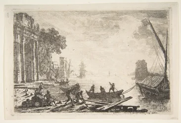 Kikötői jelenet a felkelő nappal, 1634.