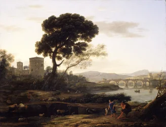 Táj Róma közelében, kilátással a Ponte Molle-ra, 1645