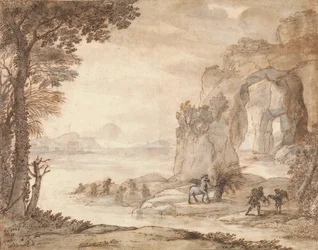 Perseus and the Origin of Coral, 1671 körül (fekete kréta, szépia és fekete tinta, szépia és szürke mosás fehérrel)
