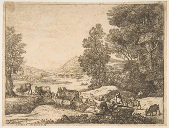 Pásztor és pásztorlány beszélget egy tájban, kb. 1651.