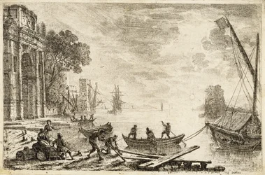 Kikötői jelenet felkelő nappal, 1634