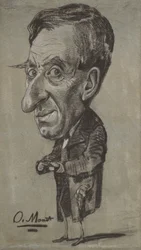Férfi tubákos szelencével - karikatúra