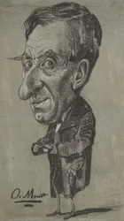 Egy tubákos dobozos férfi karikatúrája, 1858 körül