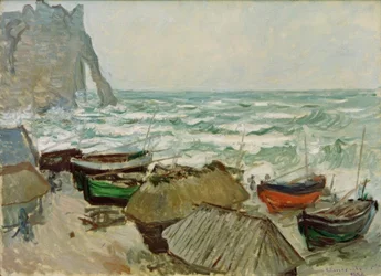 Halászhajók Etretat tengerpartján